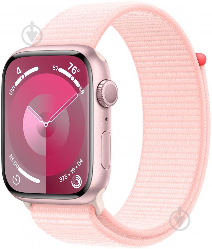 Смарт-часы Apple Watch Series 9 GPS 45mm Pink Aluminium Case with Light Pink Sport Loop (MR9J3QP/A) - фото 1