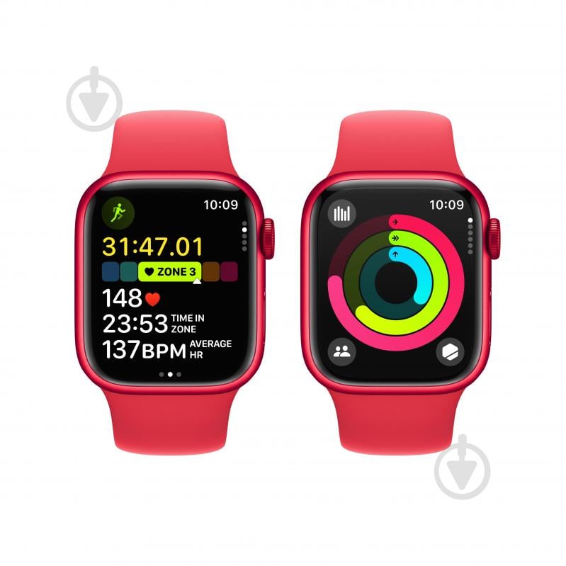 Смарт-часы Apple Watch Series 9 GPS 41mm (PRODUCT) Red Aluminium Case with (PRODUCT) Red Sport Band - S/M (MRXG3QP/A) - фото 5