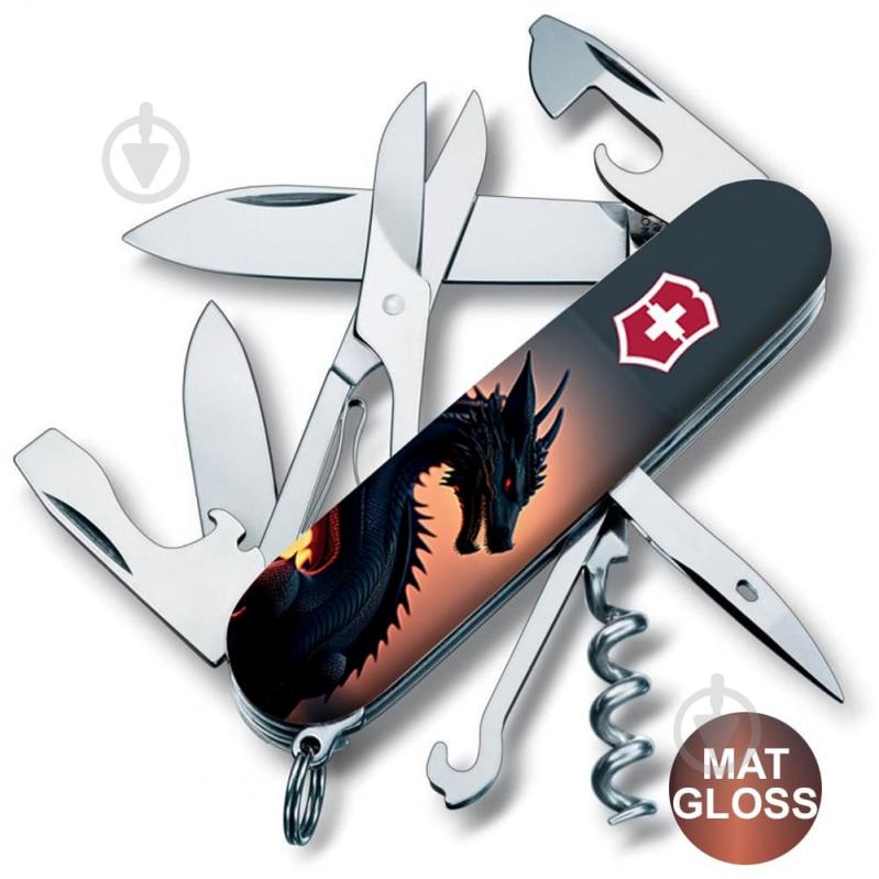 Нож швейцарский Victorinox CLIMBER ZODIAC Дракон в лучах солнца 1.3703.3.Z3270p 100003 - фото 1