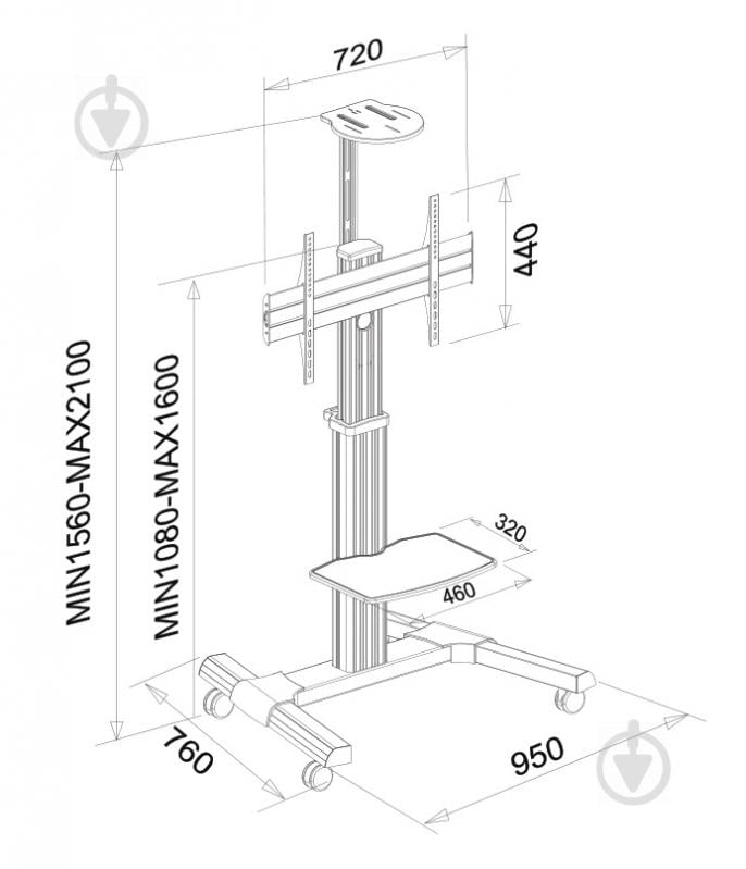 Крепление для телевизора CHARMOUNT CT-FTVS-T15 наклонныеповоротные 32"-65" черный - фото 6