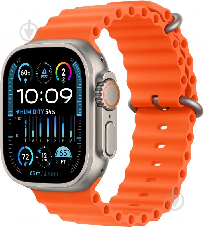 Смарт-часы Apple Watch Ultra 2 GPS + Cellular 49mm Titanium Case with Orange Ocean Band (MREH3UL/A) - фото 1