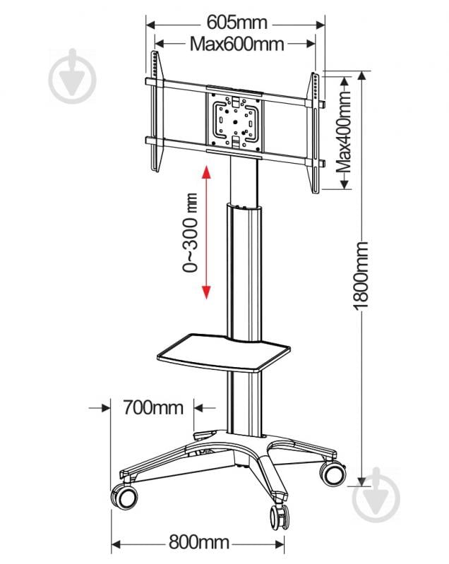 Крепление для телевизора CHARMOUNT CT-FTVS-T10 наклонныеповоротные 32"-65" черный - фото 5