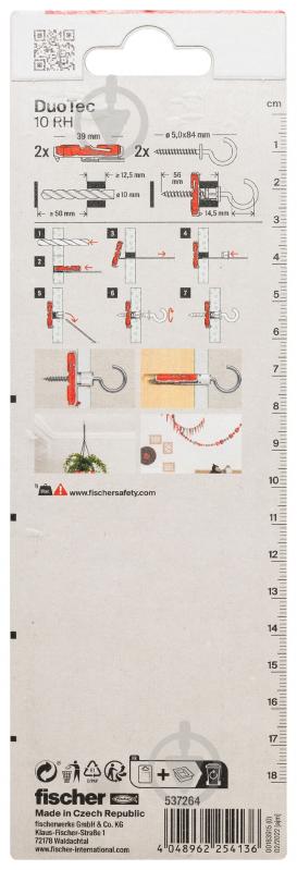 Дюбель для гипсокартона DUOTEC RH K NV / с L-крюком fischer 10x50 мм 2 шт. (537264) - фото 3