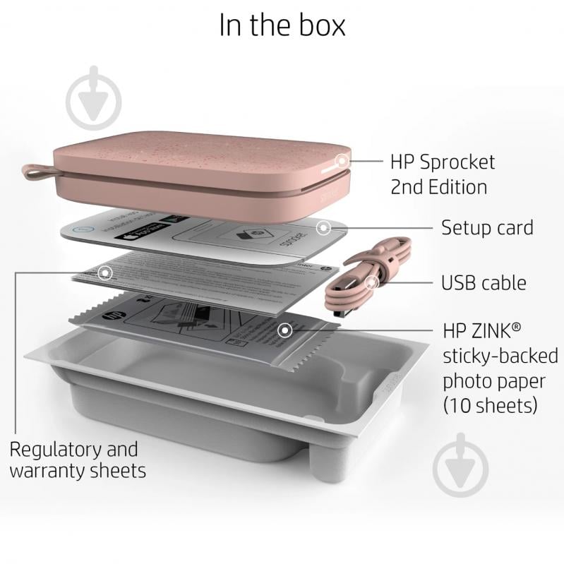 Портативний принтер HP Sprocket Pink (HPISPP) - фото 4 Портативний принтер HP Sprocket Pink (HPISPP) - фото 4