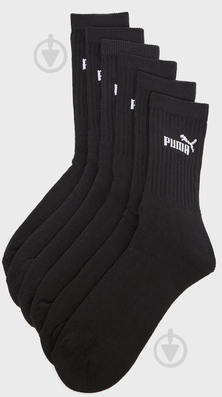 Шкарпетки Puma CREW SOCK 6P BLACK 88749604 р.39-42 чорний - фото 1