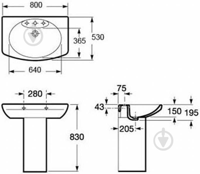 Умивальник ROCA Dama Senso A327510000 - фото 2 Умивальник ROCA Dama Senso A327510000 - фото 2