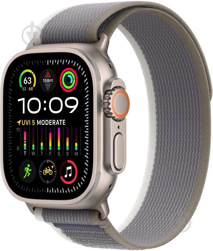 Смарт-часы Apple Watch Ultra 2 GPS + Cellular 49mm Titanium Case with Green/Grey Trail Loop - S/M (MRF33UL/A) - фото 1