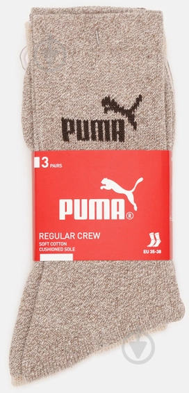 Носки Puma ELEMENTS CREW SOCK 3P CHESTNUT COMB 88329609 р.35-38 бежевый - фото 1