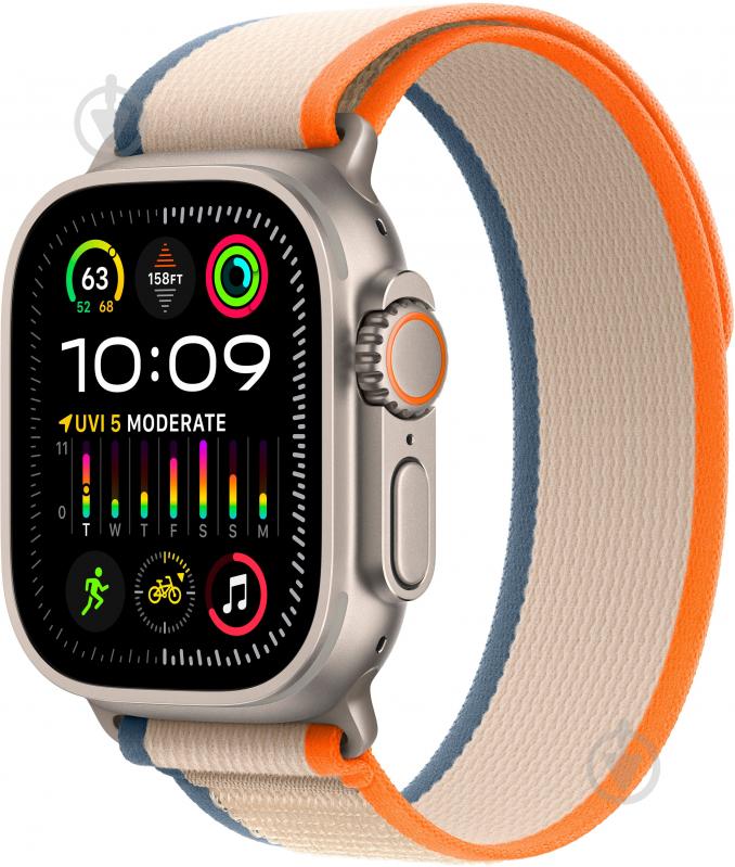 Смарт-годинник Apple Watch Ultra 2 GPS + Cellular 49mm Titanium Case with Orange/Beige Trail Loop - S/M (MRF13UL/A) - фото 1