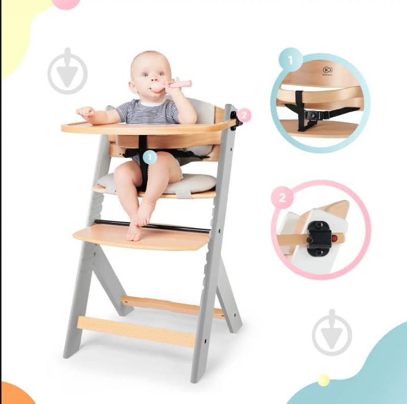 Стульчик для кормления Kinderkraft Enock Gray Wood с подушкой KHENOC0PGRY0000 - фото 11