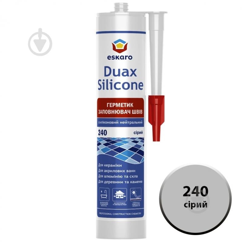 Герметик силиконовый Eskaro Duax Silicone №240 серый 300 мл - фото 1
