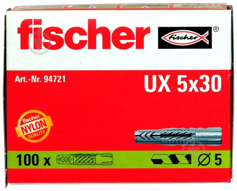 Дюбель універсальний UX без бурта fischer 5x30 мм 100 шт. (94721) - фото 9 Дюбель універсальний UX без бурта fischer 5x30 мм 100 шт. (94721) - фото 9