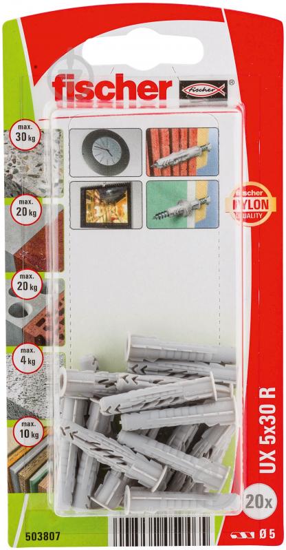 Дюбель універсальний UX з буртом fischer 5x30 мм 20 шт. (503807) - фото 1 Дюбель універсальний UX з буртом fischer 5x30 мм 20 шт. (503807) - фото 1