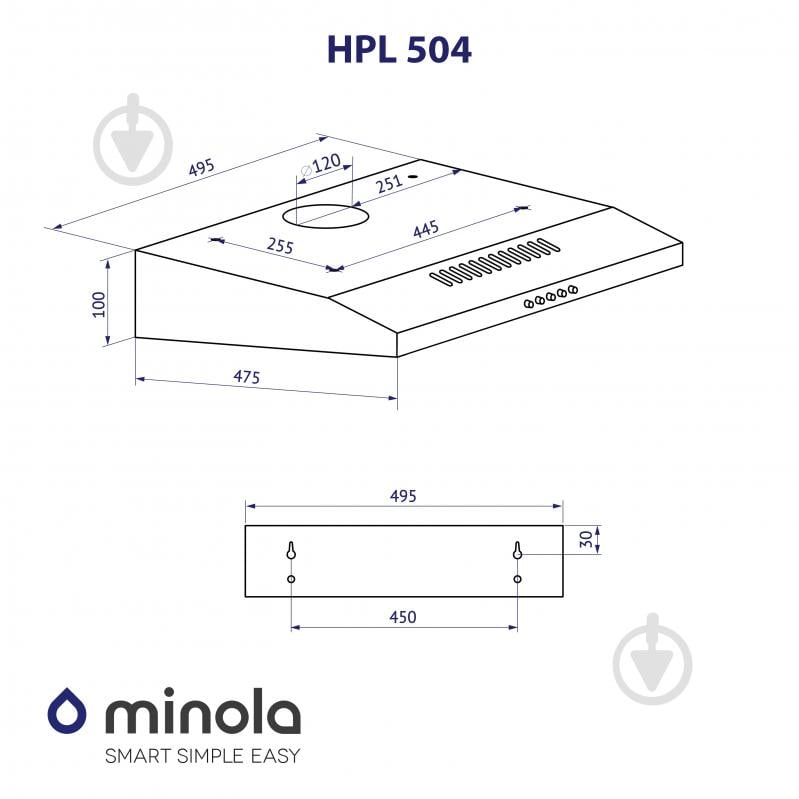 Витяжка Minola HPL 504 BL плоска - фото 9