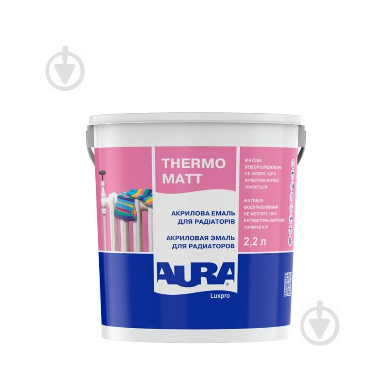 Эмаль акриловая Aura® Luxpro Thermo Matt для радиаторов Белый (База А) мат 2,2 л - фото 1