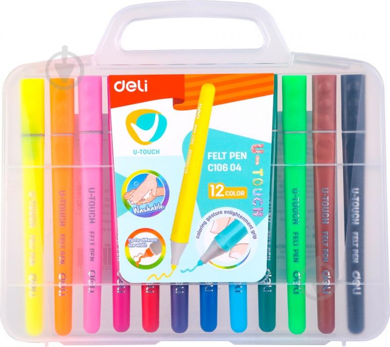 Фломастеры U-Touch 12 цветов EC10604 Deli - фото 1 Фломастеры U-Touch 12 цветов EC10604 Deli - фото 1