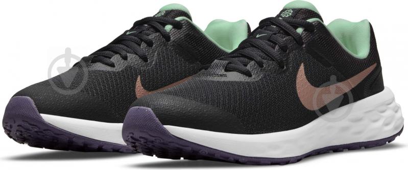 Кроссовки для девочек демисезонные Nike Revolution 6 DD1096-005 р.38 черные - фото 8