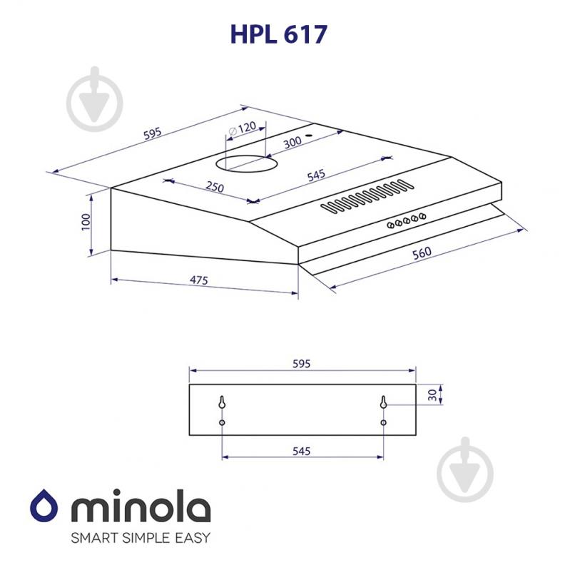 Вытяжка Minola HPL 617 BL плоская - фото 11
