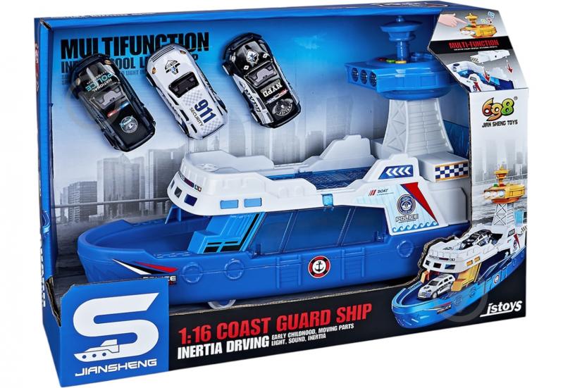 Игровой набор JIASHENG TOYS 1:16 Патрульная лодка и 3 машинки MX0448172 - фото 1