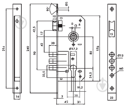 Дверний замок вхідний Mul-T-Lock 1-WAY DIN 204S NC UNIV BS 45 мм SP - фото 5