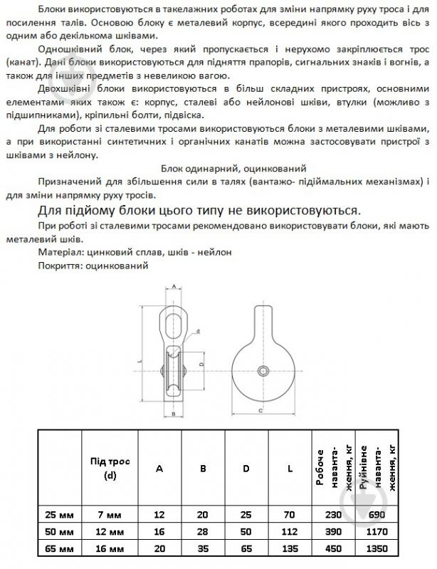 Блок одинарный оцинкованный 50 мм - фото 3