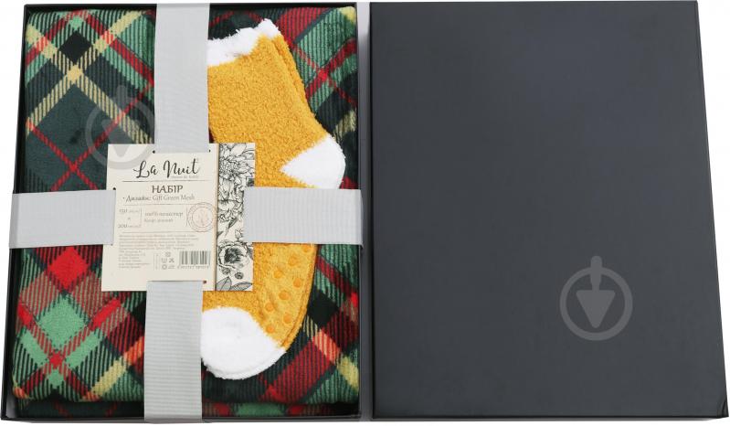 Набір Gift Green Mesh плед і шкарпетки 150x200 см зелений La Nuit - фото 5