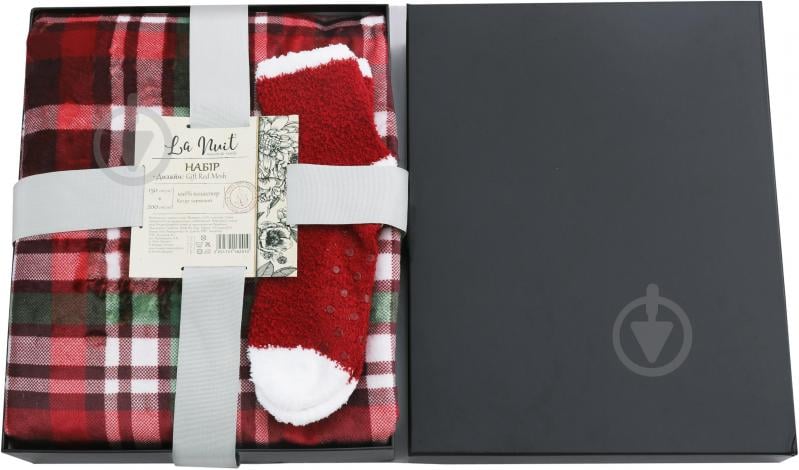 Набор Gift Red Mesh плед и носки 150x200 см красный La Nuit - фото 5 Набор Gift Red Mesh плед и носки 150x200 см красный La Nuit - фото 5