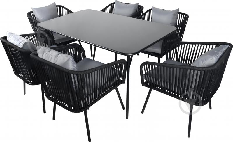 Комплект меблів Indigo Анетт стіл 150*90*75см + 6 крісел 62*65*80см сірий