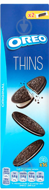 Печиво OREO тонке з какао і крем начинкою ваніль смак 96 г - фото 1