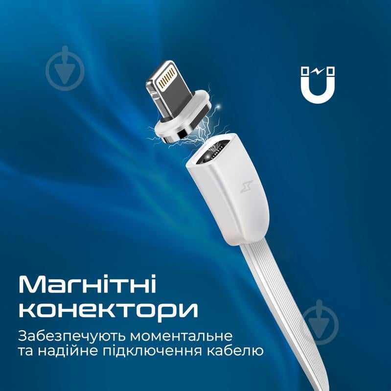 Кабель Promate магнитный Quiver USB-C to USB-C/Lightning/microUSB 1 м 1 м белый (quiver.white) - фото 4