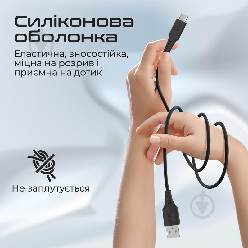 Кабель Promate PowerLink-AC120 USB-A to USB-C 3А 1,2 м чорний (powerlink-ac120.black) - фото 5