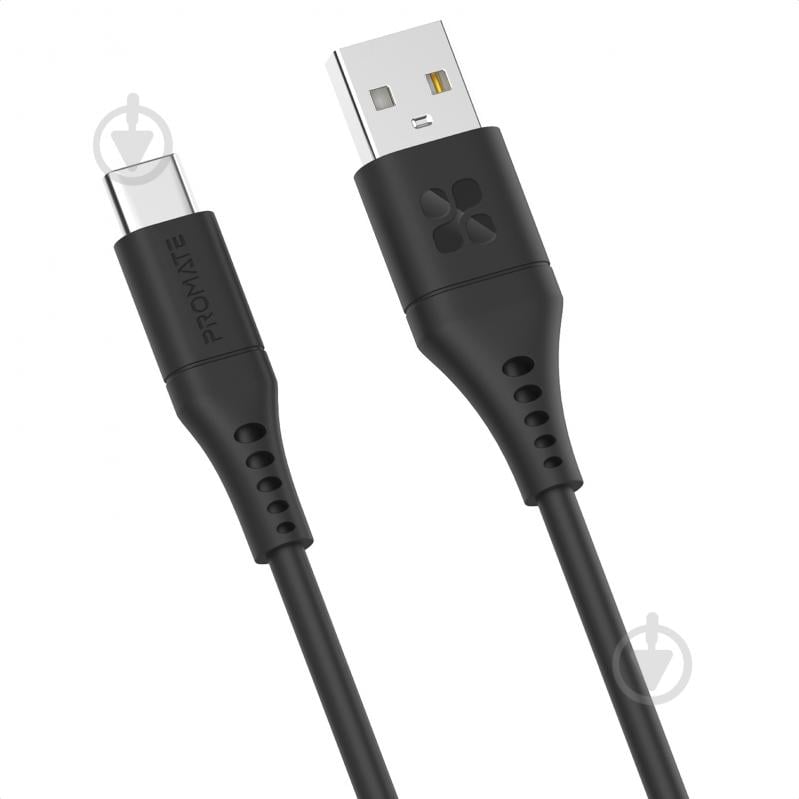 Кабель Promate PowerLink-AC120 USB-A to USB-C 3А 1,2 м чорний (powerlink-ac120.black) - фото 1