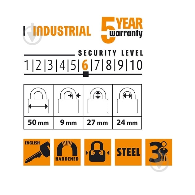 Замок навесной Horst HR-LS-50E открытый (амбарный) - фото 5 Замок навесной Horst HR-LS-50E открытый (амбарный) - фото 5