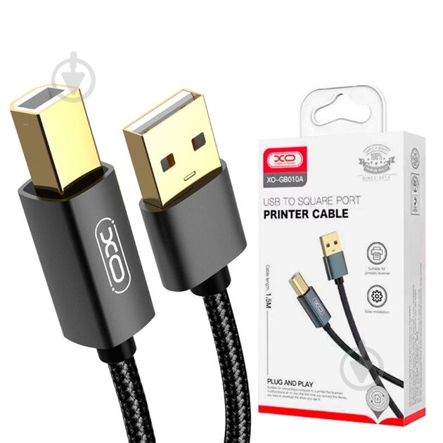 Кабель Xo USB A - USB B GB010A 1,5 м black - фото 5