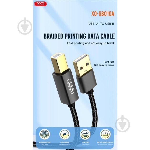Кабель Xo USB A - USB B GB010A 1,5 м black - фото 4