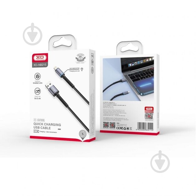 Кабель Xo USB A - Lightning NB215 2.4A 1 м black - фото 3 Кабель Xo USB A - Lightning NB215 2.4A 1 м black - фото 3