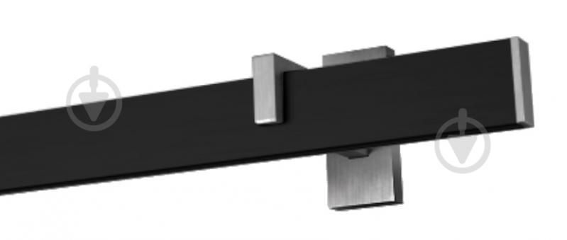 Комплект карниза Quadrum одинарный 9/300 см сталь/черный профиль с черными крючками - фото 1