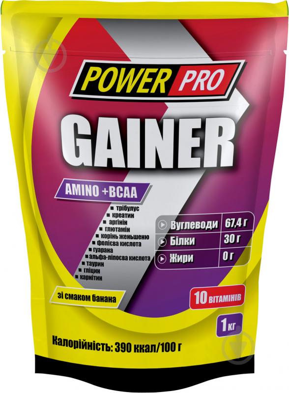 Гейнер Gainer 30% POWER PRO Банан 1 кг - фото 1