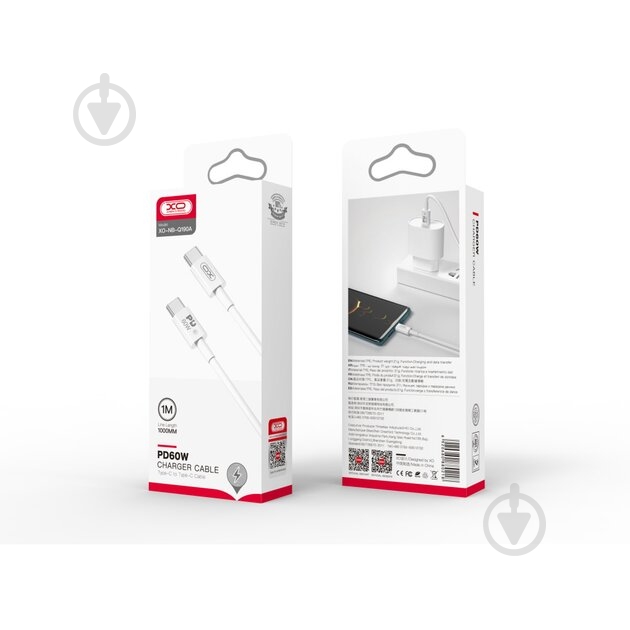 Кабель Xo USB C - USB C NB-Q190A 60W 1 м white - фото 2