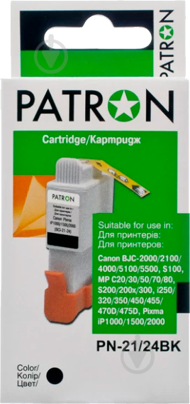 Картридж струменевий Patron Canon BCI-24/21 (PN-21/24BK) black - фото 1