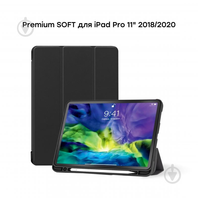 Чехол для планшета AIRON iPad Pro 11″ black (4822352781034) Premium SOFT 2018/2020 с защитной пленкой и салфеткой Black - фото 4