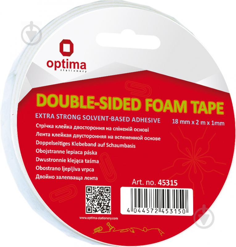 Клейкая лента двухсторонняяя FOAM Solvent на вспененной основе 18 мм х 2 м х 1 мм Optima - фото 1