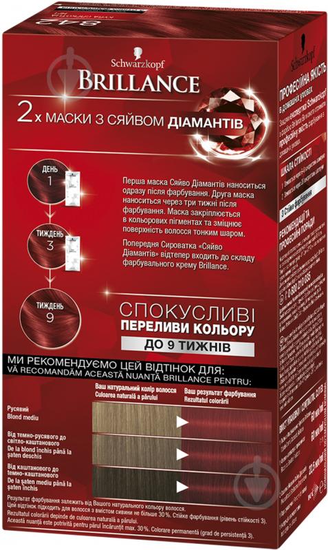 Крем-краска для волос Schwarzkopf Brillance №842 куба жаркая ночь 142,5 мл - фото 3