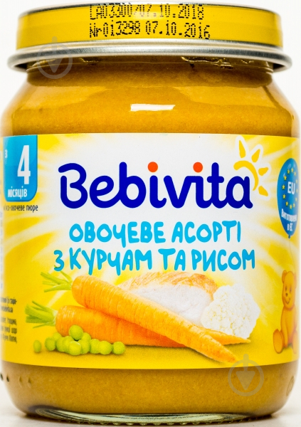 Пюре Bebivita Овочеве асорті з курчам та рисом 125 г - фото 2