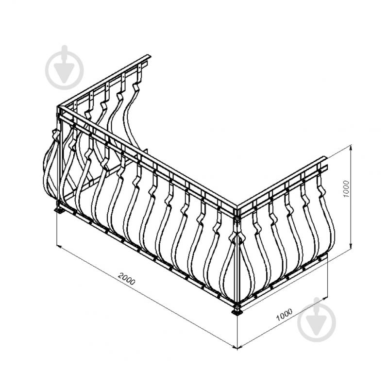 Кована балконна огорожа БО-02 2000х1000х1000 мм - фото 2