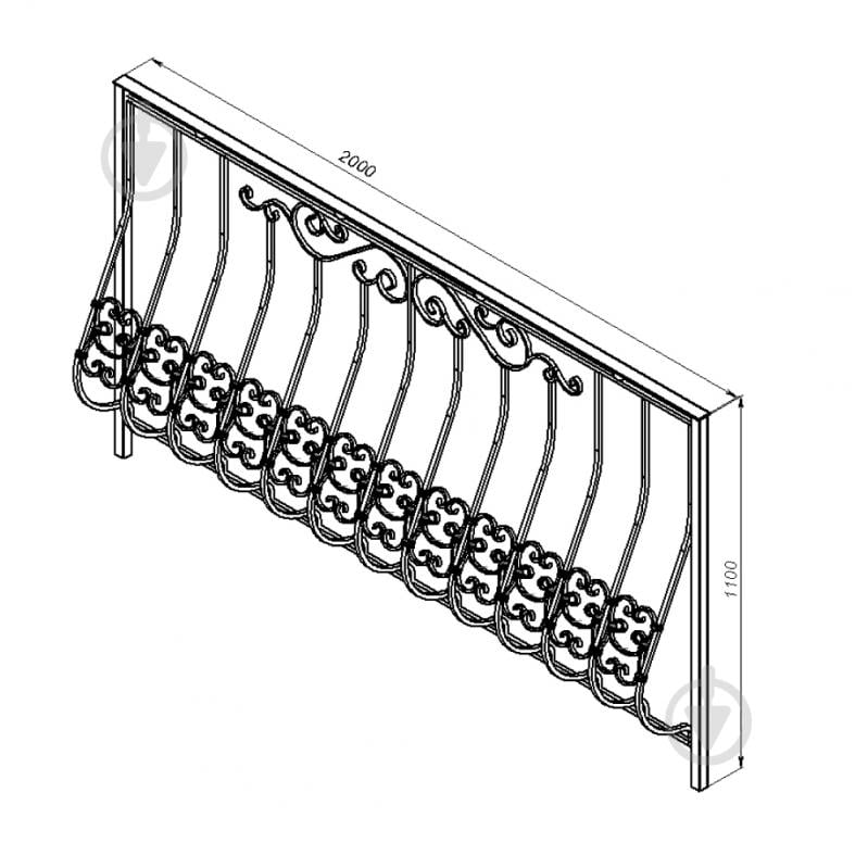 Кованое балконное ограждение БО-05 2000х1100 мм - фото 2