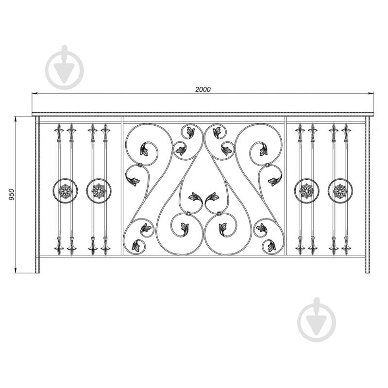 Кована балконна огорожа БО-06 2000х950 мм - фото 2