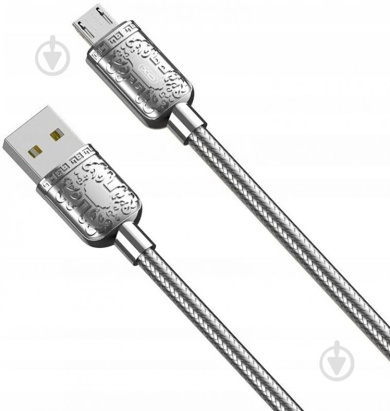 Кабель Xo USB A - Micro B NB216 2.4А 1 м серебристый - фото 1