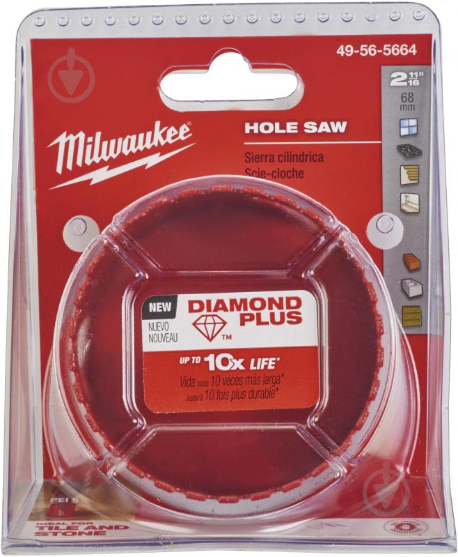 Коронка алмазна Milwaukee 68 мм Diamond Plus 49565664 - фото 2