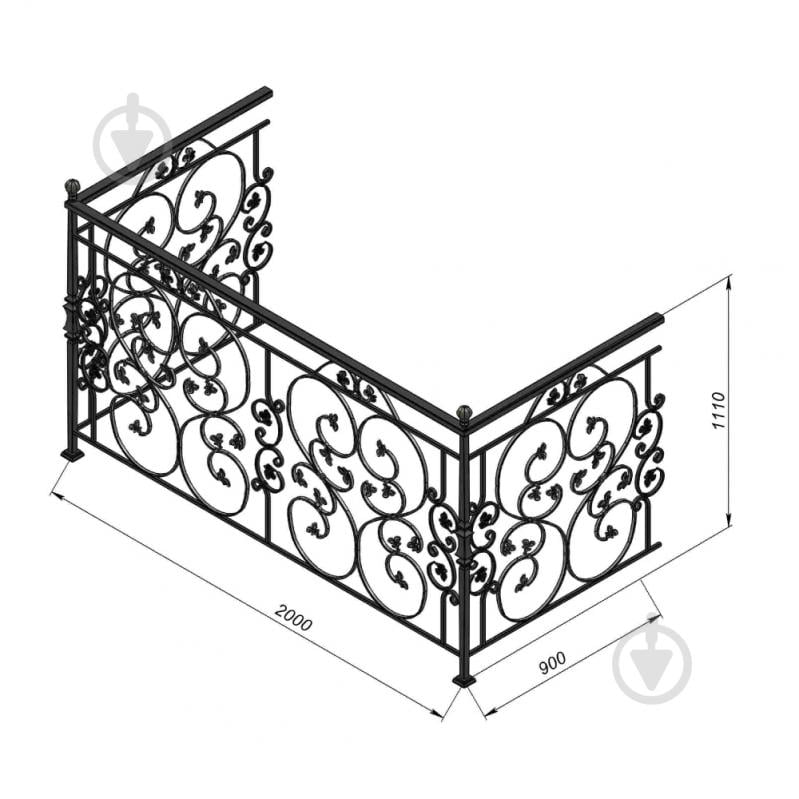 Кована балконна огорожа БО-13 2000х1110х900 мм - фото 1